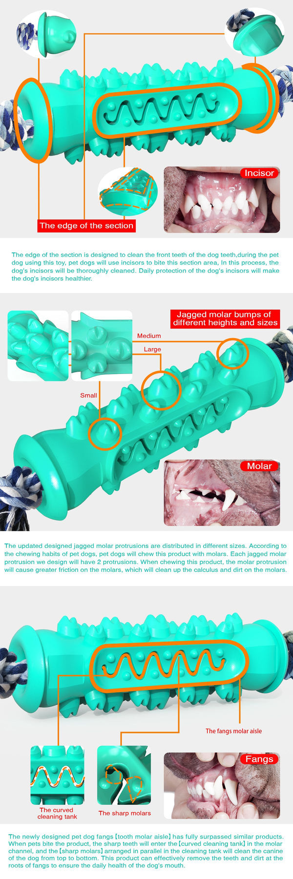 Dog Chew Teether Grooming Bone Dental Molar Stick With Rope Rubber Bite Silicone Brush