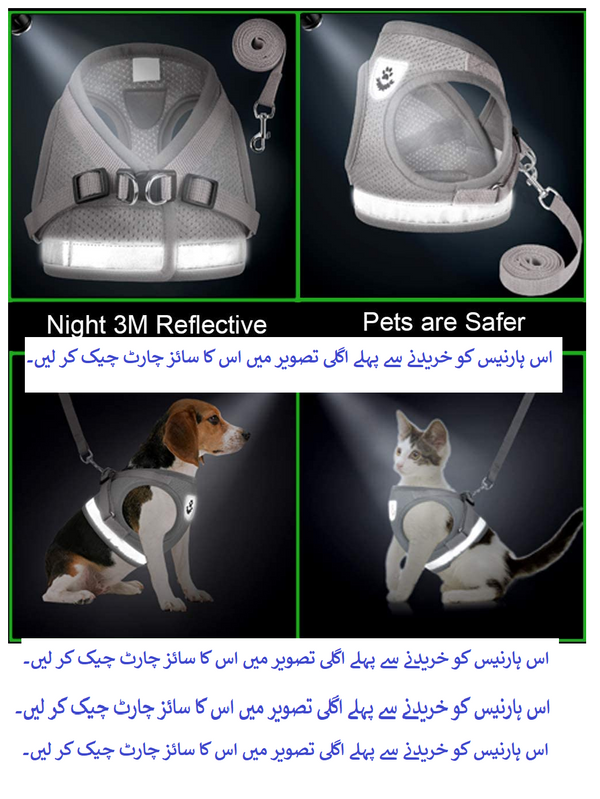Mesh Harness with Leash Strap Pet Cat Dog Puppy Reflective Nylon