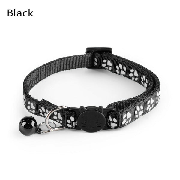 Matching Buckle Pet Cat Paw Neck Collar with Regular Cute Bell