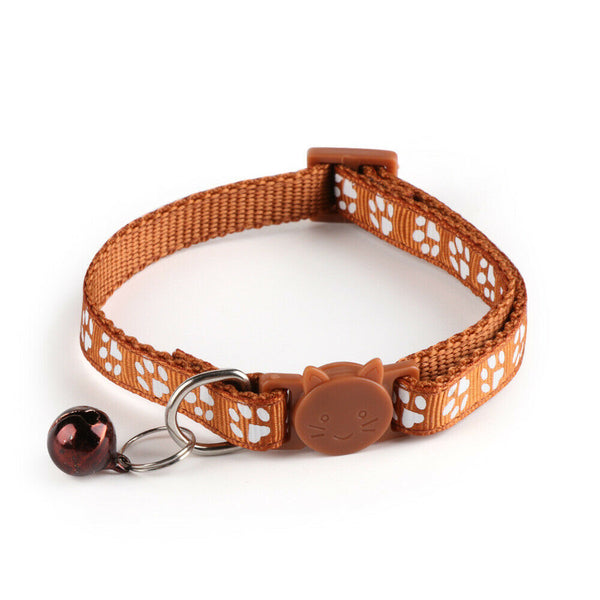 Matching Buckle Pet Cat Paw Neck Collar with Regular Cute Bell