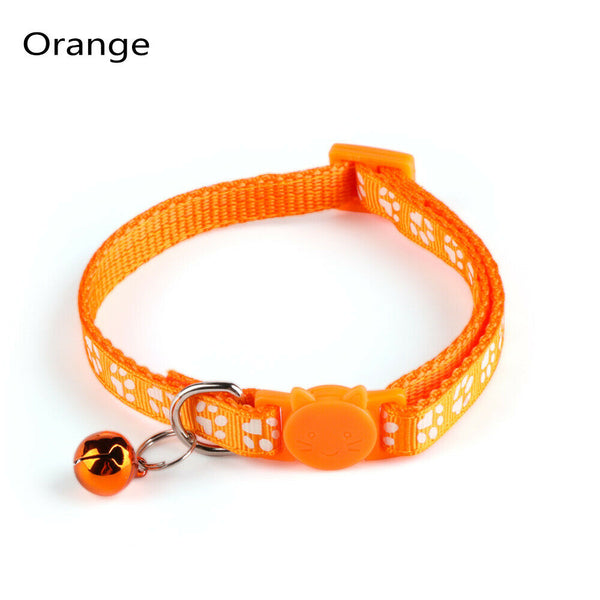 Matching Buckle Pet Cat Paw Neck Collar with Regular Cute Bell