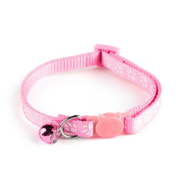 Matching Buckle Pet Cat Paw Neck Collar with Regular Cute Bell