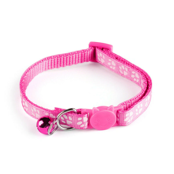 Matching Buckle Pet Cat Paw Neck Collar with Regular Cute Bell