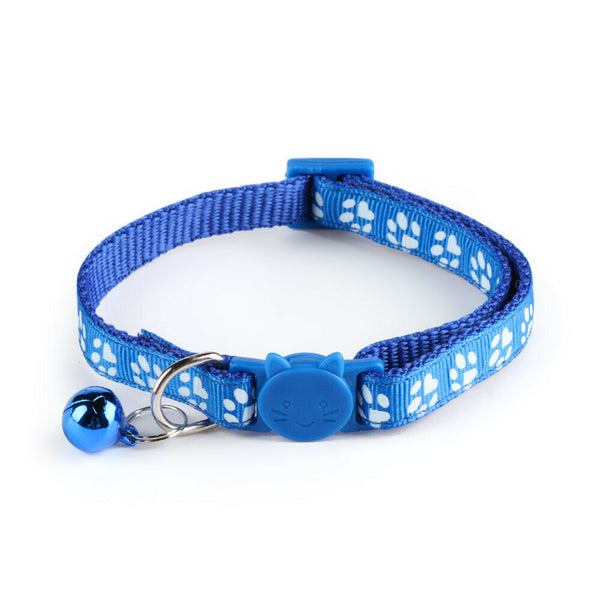 Matching Buckle Pet Cat Paw Neck Collar with Regular Cute Bell
