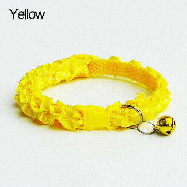 Polka Dots Ribbon Cat Kitten Neck Collar with Bell