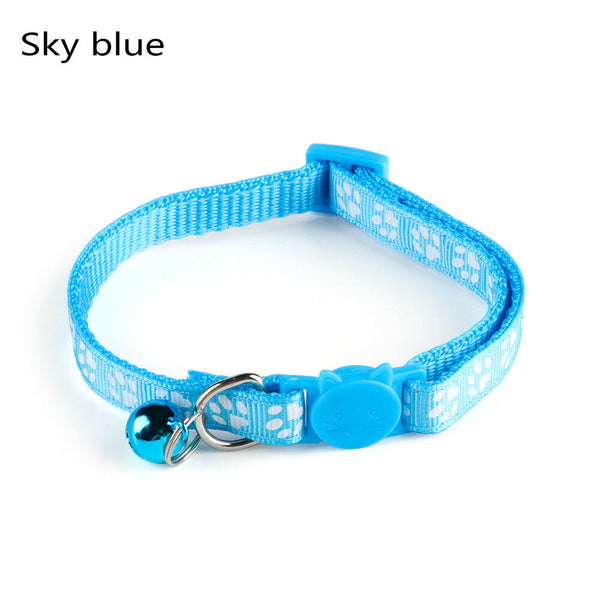 Matching Buckle Pet Cat Paw Neck Collar with Regular Cute Bell