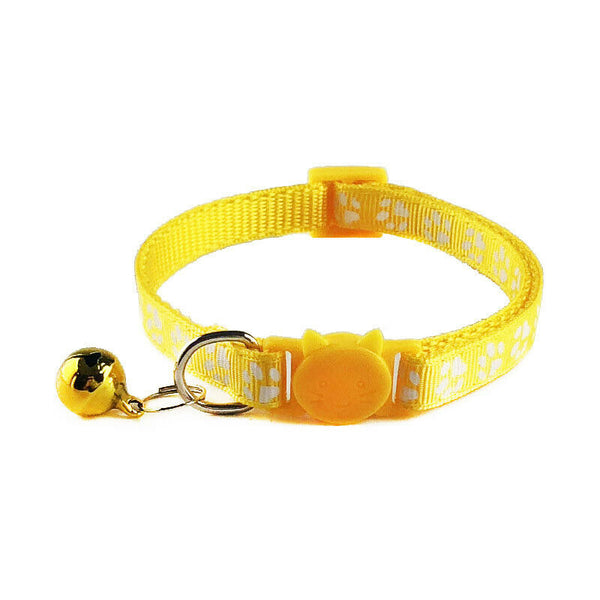 Matching Buckle Pet Cat Paw Neck Collar with Regular Cute Bell