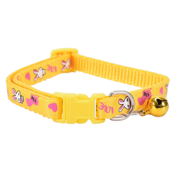 Rabbit Pattern Cat Nylon Regular Neck Collar with Bell Pet Kitten