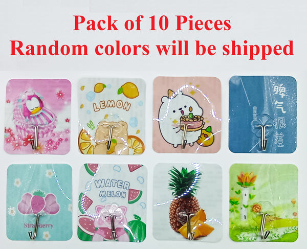 Self Adhesive Hooks Printed Holder Door Kitchen Tile Bath Keys Home Organizers