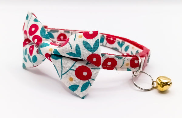 Kitten Hand Made Fabric Bow Neck Collar With Golden Bell Cat Pet