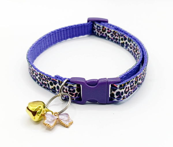 Kitten Cat Pet Leopard Neck Collar with Bow Pendant