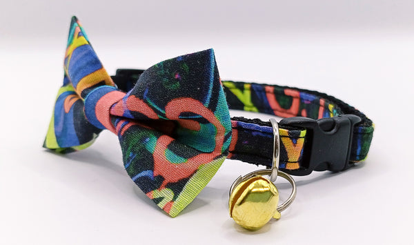 Cat Kitten Scarf Hand Made Bow Neck Collar With Golden Bell