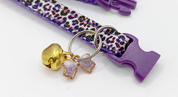 Kitten Cat Pet Leopard Neck Collar with Bow Pendant