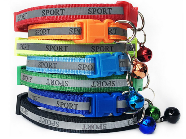Matching Buckle Pet Cat Reflective Neck Collar with Regular Cute Bell