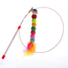 Cat Plastic Teaser Stick with Steel Rope Furry Balls Kitten Toy