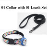 Cat Kitten Multi Paw Pattern Neck Collar Cartoon Bell with Pet Leash 