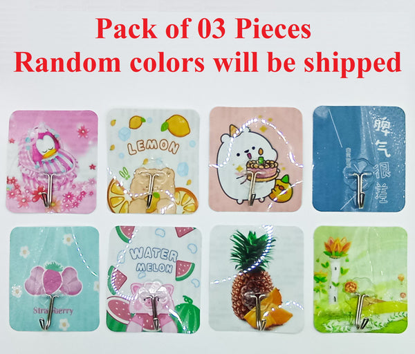 Self Adhesive Hooks Printed Holder Door Kitchen Tile Bath Keys Home Organizers