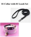 White Cat Pendant Kitten Pet Neck Collar and Leash Regular Black Bell