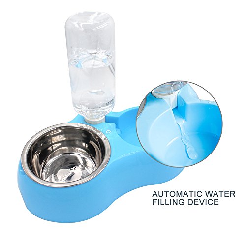 Dual Food Water Dispenser Bowl With Plastic Bottle