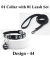 Black Skellington Cartoon Bell Cat Kitten Pet Neck Collar and Leash