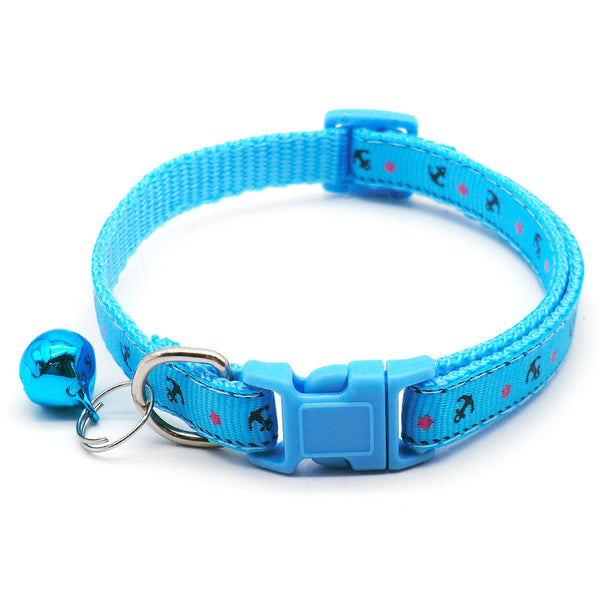 Regular Bell Navy Anchor Printed Collar for Small Breed