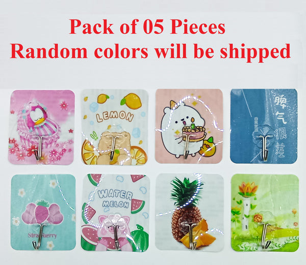 Self Adhesive Hooks Printed Holder Door Kitchen Tile Bath Keys Home Organizers