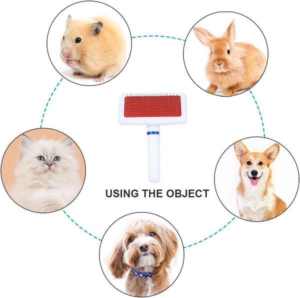 Cat Kitten Puppies Slicker Brush Pet Grooming Cleaning Hair Remover Handle Comb