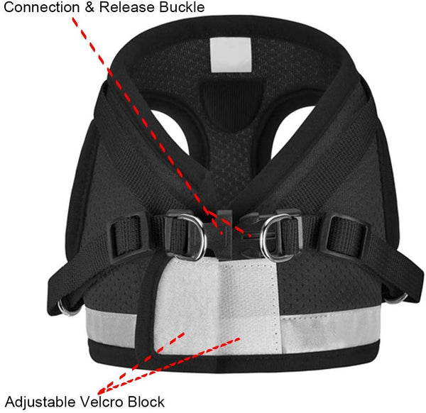 Mesh Harness with Leash Strap Pet Cat Dog Puppy Reflective Nylon