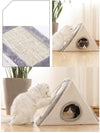 Cat House Triangle Warm Plush Bed Teaser Scratcher Board Cave Home