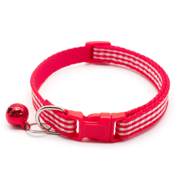 Polyester Adjustable Pet Cat Kitten Nylon Neck Collar With Regular Bell