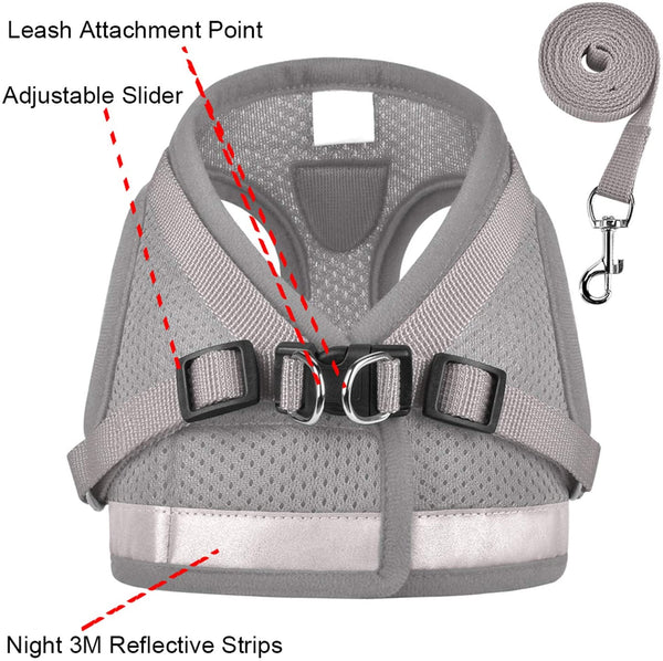 Mesh Harness with Leash Strap Pet Cat Dog Puppy Reflective Nylon
