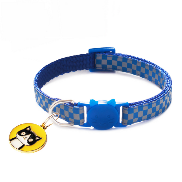 Cat Kitten Reflective Neck Collar with Kitty Face Pendant