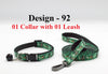 Pet Cat Kitten Adjustable Neck Collar with Bell Printed Leash