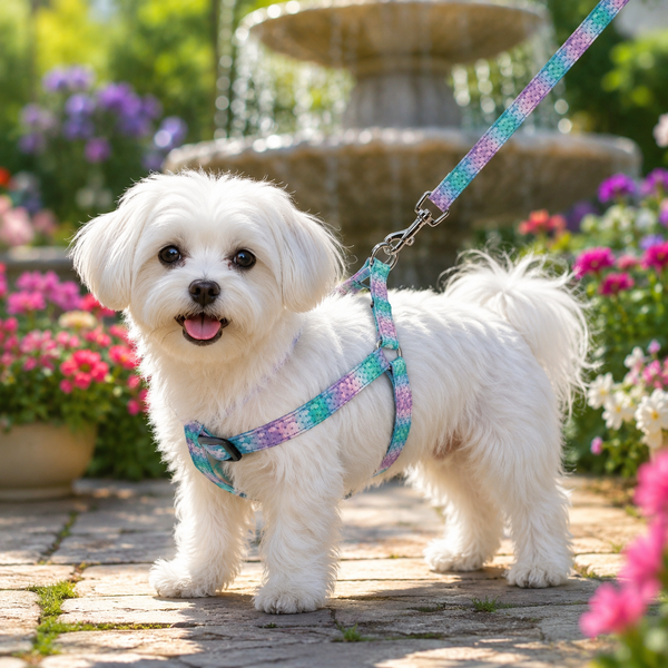Small Breed Dog Cat Pet Walking Harness with Leash Soft Nylon