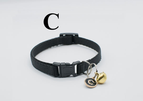 Cat Kitten Neck Collar with Bell and Alphabet Pendant