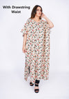 Cotton Caftan with Drawstring Waist Batwing Sleeves Poncho Nightwear Sleep