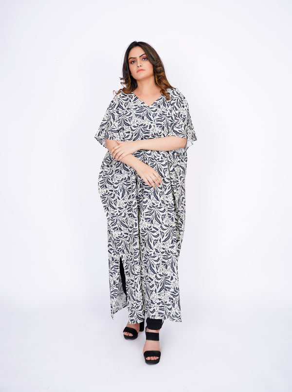 Nightwear Sleep Cotton Caftan with Drawstring Waist Poncho