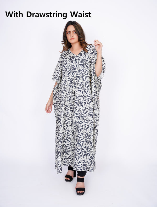Nightwear Sleep Cotton Caftan with Drawstring Waist Poncho