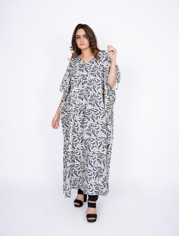 Nightwear Sleep Cotton Caftan with Drawstring Waist Poncho