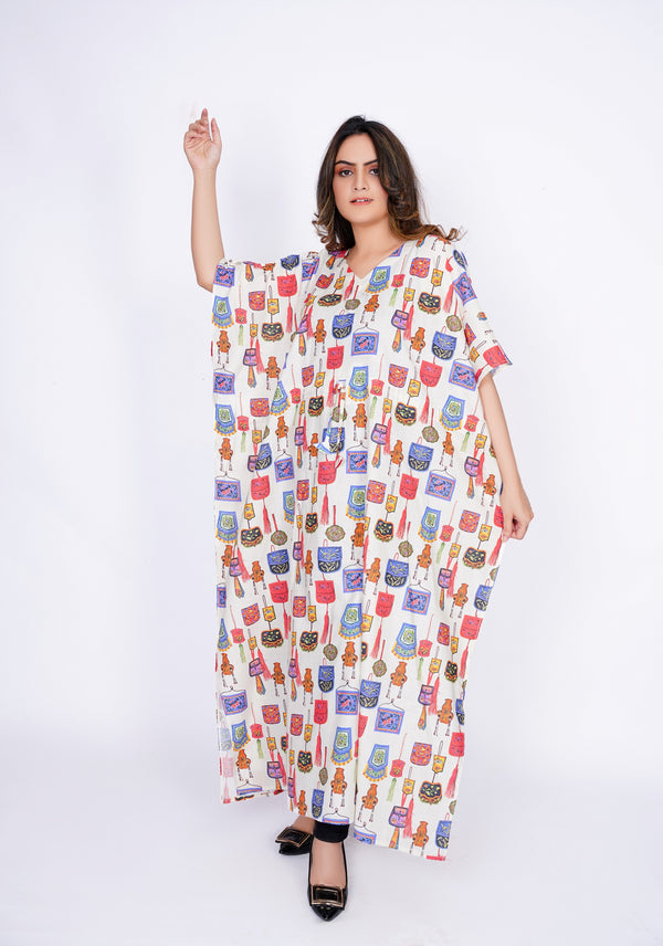 Drawstring Waist Cotton Kaftan Nighty Maternity Poncho