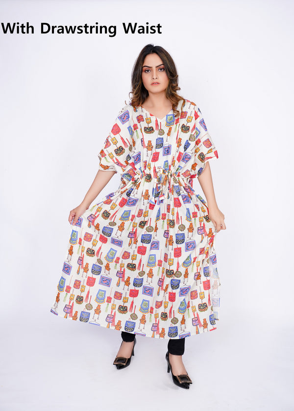 Drawstring Waist Cotton Kaftan Nighty Maternity Poncho