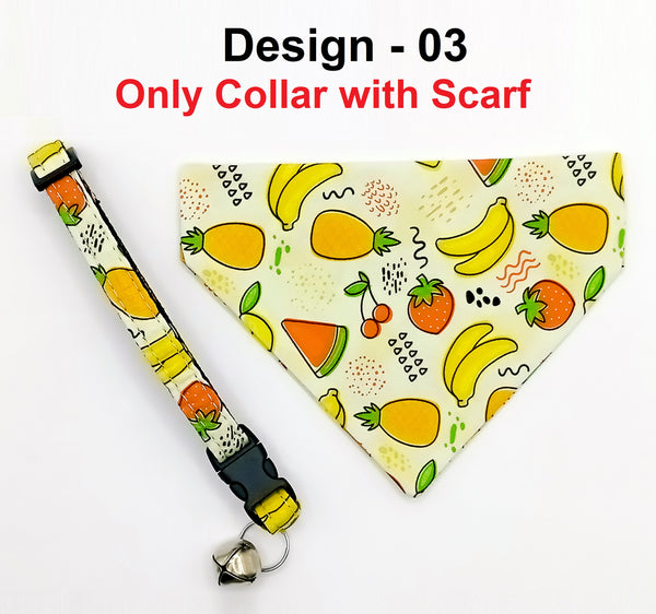 Fruits Pattern Cat Pet Kitten Hand Made Fabric Scarf Neck Collar with Silver Bell