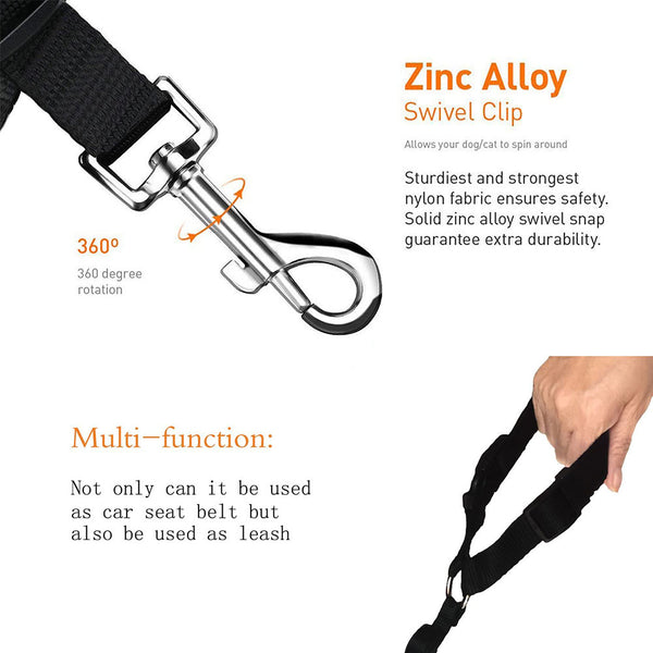 Car Seat Belt Dog Leash Cushioning Elastic Reflective Safety Vehicle Rope
