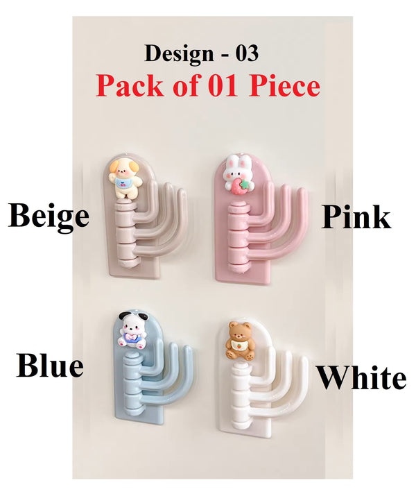 Cartoon Self Adhesive Hooks Door Kitchen Tile Bath Keys Holder Home Organizers