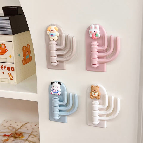 Cartoon Self Adhesive Hooks Door Kitchen Tile Bath Keys Holder Home Organizers