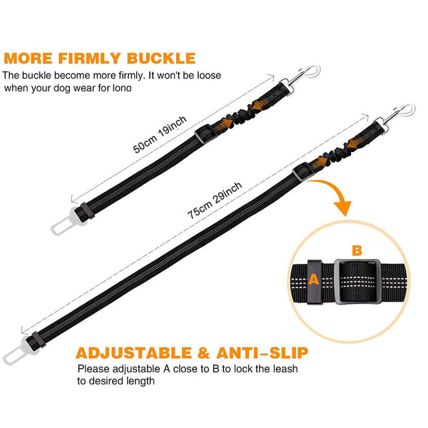 Car Seat Belt Dog Leash Cushioning Elastic Reflective Safety Vehicle Rope