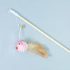 Pink Cat kitten Wooden Teaser Stick with Ball Elastic Toy