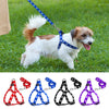 Small Breed Dog Cat Pet Walking Harness with Leash Soft Nylon Paw Pattern