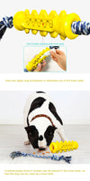 Dog Chew Teether Grooming Bone Dental Molar Stick With Rope Rubber Bite Silicone Brush