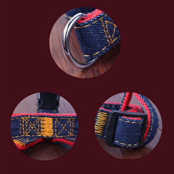 Denim Style Nylon Pet Harness with Leash Strap